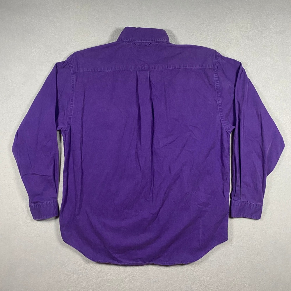 Tommy Hilfiger Button Down Shirt Mens Medium Purple Crest Logo Long Sleeve - Picture 3 of 6